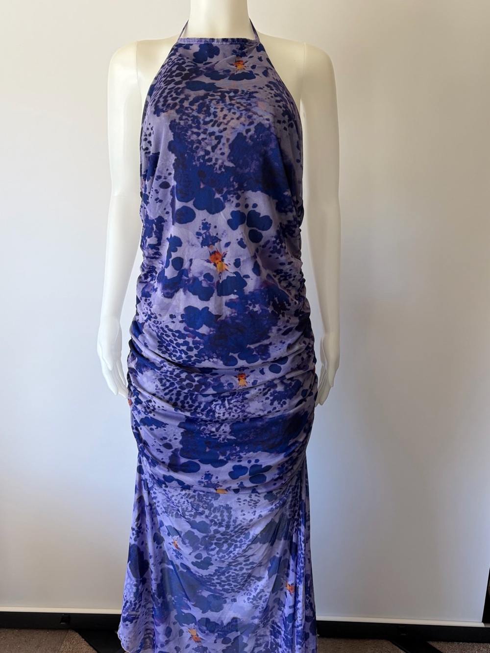 Purple Print Halter Dress